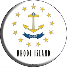 Rhode Island State Flag Round Circular Metal Sign 12" Home Garage Wall Decor