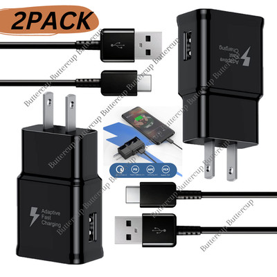 2PACK Adaptive Fast Charger Type C Charger C Cable for Samsung Galaxy S21/S21 