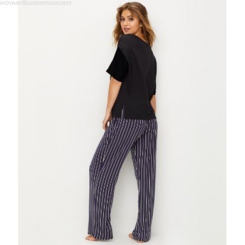 DKNY Women's Pajama Pant Shadows Pant Plum Stripe M, L - Picture 2 of 3