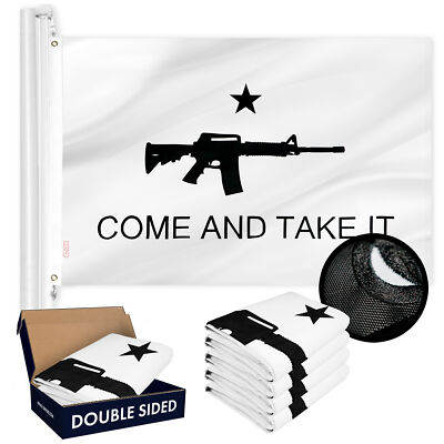 NEW G128 Come and Take It (Rifle) Flag 5-Pack 3x5 FT, Double Sided Emb Polyester