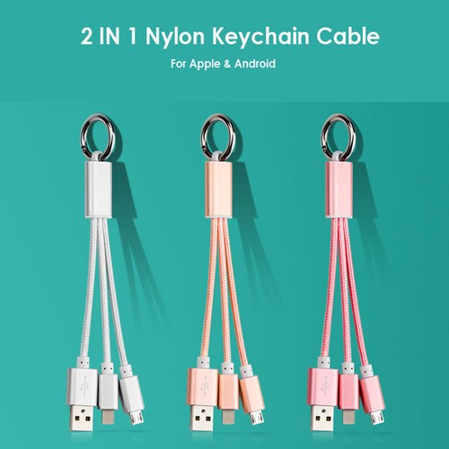 2 in 1 iPhone/Android USB Sync Data Charger Cable Keychain Key Ring for iPhone, - 第 9/10 張圖片