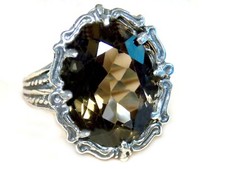NATURAL Brown Smoky Quartz Size 5.5 Ring 925 Sterling Silver Filigree USA Made