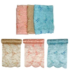 Unotrim 51" Sheer Handsewn Beading Cording Hand Cut Out Detail Embroidery Fabric