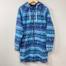 Chubbies Fleece Hoodie Lounger Romper Size M Flamingo Full Zip Pockets Romphim