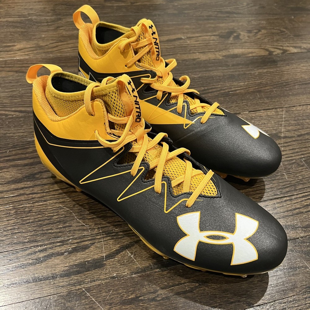 Under Armour Nitro Mid Yellow Black Football Cleats 1290962 054 Size 12.5