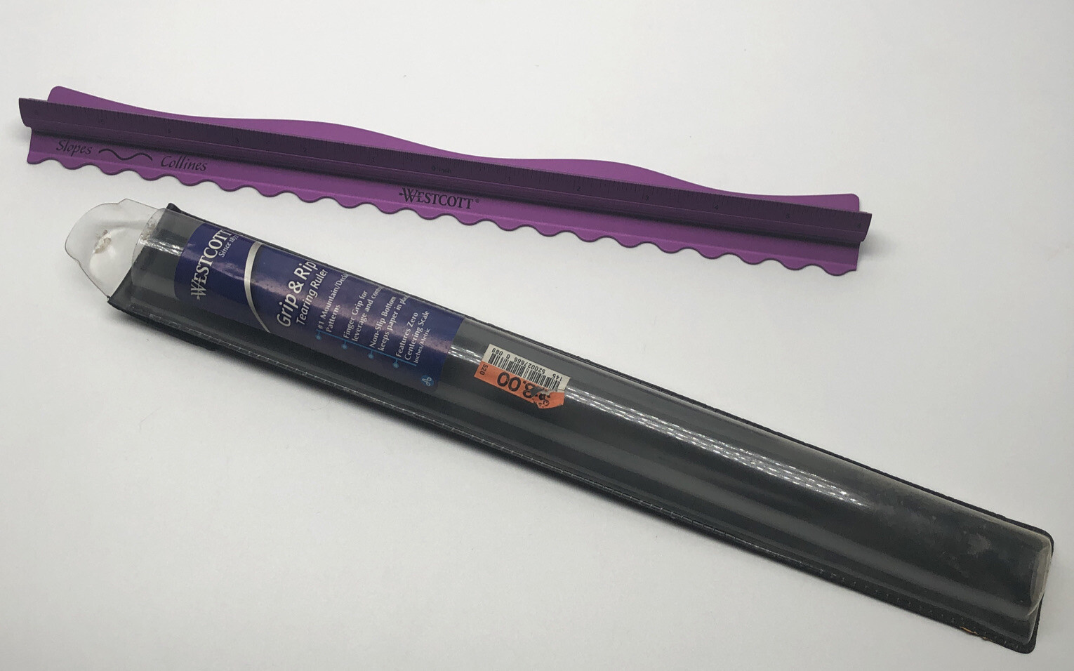 Westcott Grip & Rip Tearing Ruler Slopes And Waves Purple New Open Box