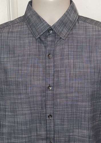 ALFANI Men's Gray Brushed Plaid Short Sleeve Button Front Shirt Size S NWT - Picture 3 of 3