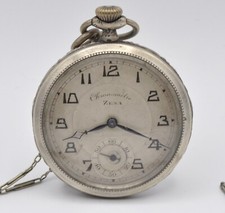 Zena 1930 silver 45mm pocket watch deco dial working but defect