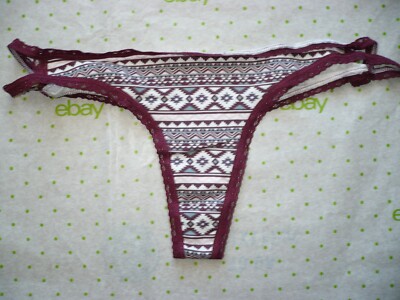 Rue 21 Women's Thong Panties X-LARGE Burgundy Southwestern Pattern Strappy Sides