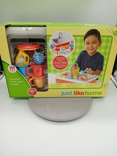 Toys R Us Just Like Home Pretend Kitchen Sink Pumps Water Dish Set Drying Rack - 第 1/4 張圖片