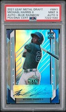 2021 Leaf Metal Draft Michael Harris Blue Rainbow Auto #MH1 PSA 9 Mint 5/35 N/C
