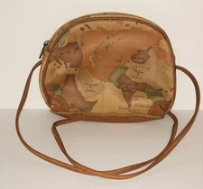 Vintage 1990s Gitano Jeans World Map Print Crossbody Purse Bag -Inner Zipper Too