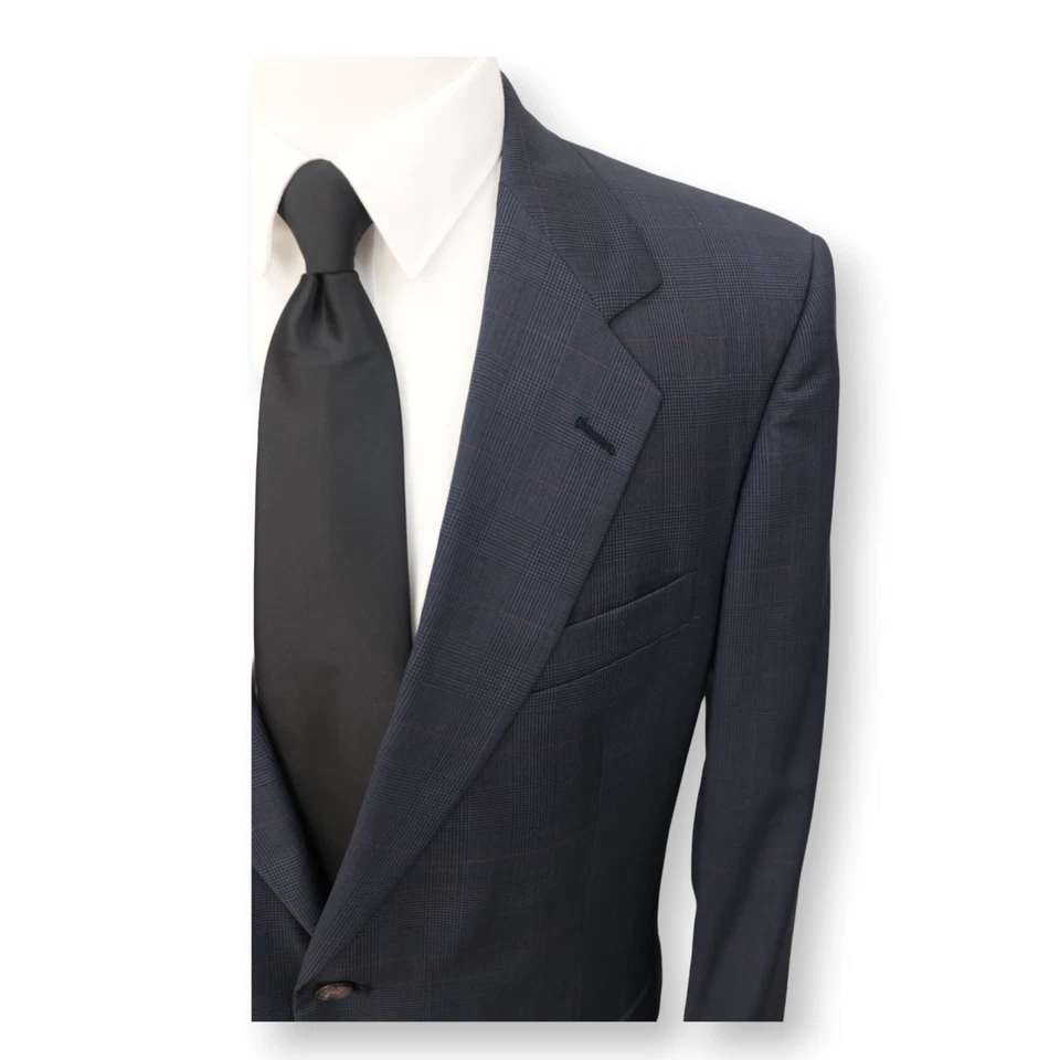 SAKS пятой авеню мужской синий клетку шерсти США спортивное пальто костюм куртка blazer 42 R - Изображение 2 из 4