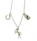 job lot of 12 pony theme necklaces by julze 15" with extension chain new carded