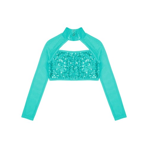 Kid Girls Dance Wear Sparkling T-Shirt Mesh Crop Top Elastic Sportswear Shiny - Picture 63 of 77