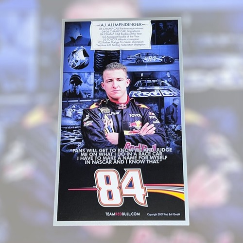 AJ ALLMENDINGER 2007 RED BULL RACING 4x7 HERO CARD #84 TOYOTA autographed photo - Picture 2 of 2
