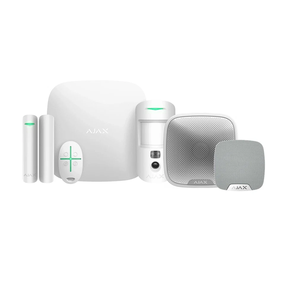 Ajax Kit antifurto wireless Bianco HUB2 PLUS GSM(4G) + SENSORE + CONTATTO + SIRE
