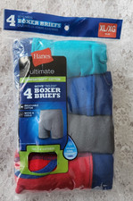 4 PACK HANES BOXER BRIEFS, Multicolor Tagless Breathable, Boys XL 18-20