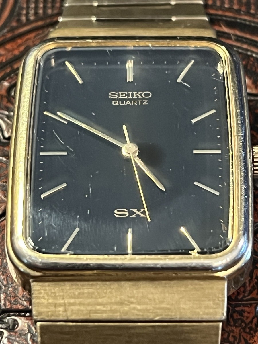 Seiko Tank Black Dial Watch Vintage Bracelet 8Y21-5070 Rare | eBay