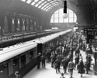 The first run of a London North Eastern train of Pullman cars - 1920s Old Photo