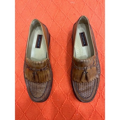 Florsheim Tassel Kiltie Loafers Mens 12 EEE Leather Woven Slip On Dress Shoes