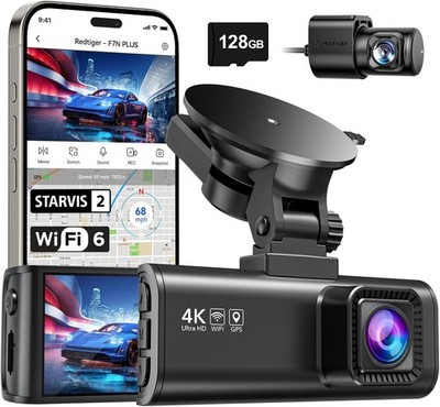 4K Dash Cam Front Rear, STARVIS 2 Sensor, Free Card Included, 5.8GHz WiFi-20MB/s