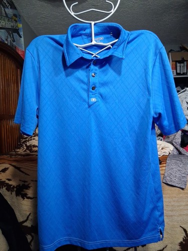 Ogio Polo Shirt Mens Medium Blue Performance Golf Split Hem Lightweight collared - Picture 1 of 10