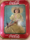 VINTAGE 1938 COCA-COLA SERVING TRAY "LADY IN THE YELLOW DRESS" 13x10”