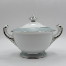 Sango Japan Celadon Mint Green Platinum Trim Sugar Bowl with Lid Mid Century MCM
