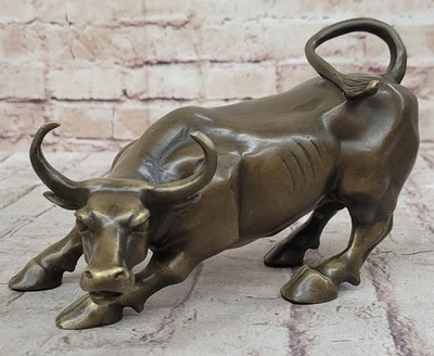 Art Deco Hot Cast Large Stock Market Bull Collectible Bronze Sculpture Figurine