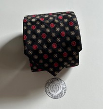Vintage Brioni Silk Tie Black Gold Red Floral Geometric Hand Made Italy D070060
