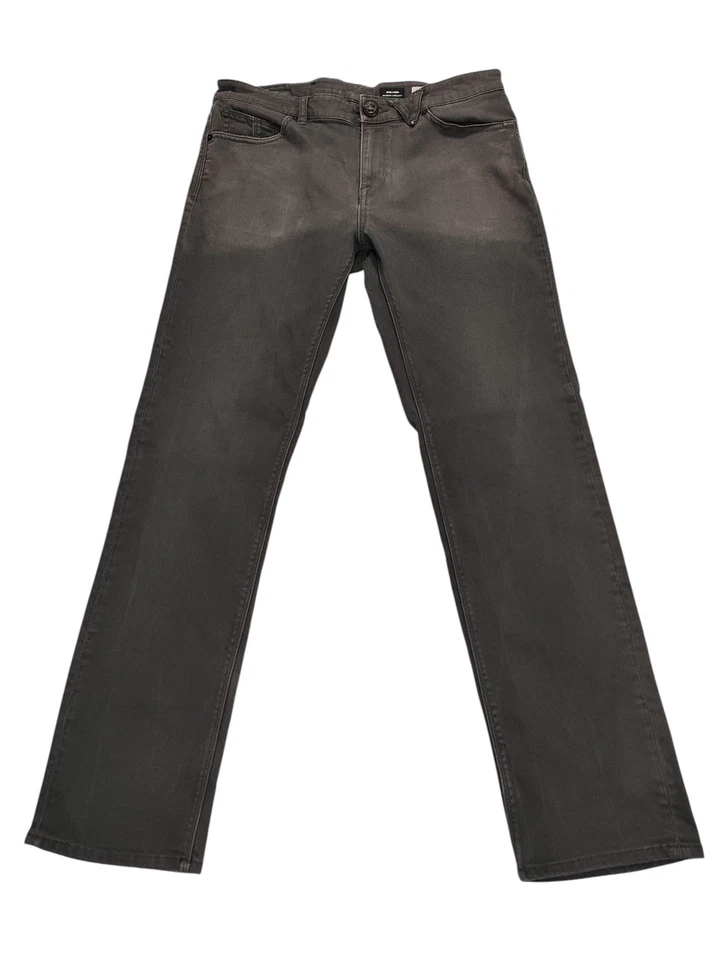 Volcom Solver Jeans Men's Size 33W 31L Grey Denim Modern Straight Stretch - Image 2 of 4