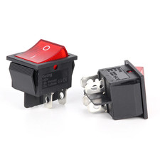 2pc Rocker Switch 16A 240V, 20A 125V RED ON-OFF Double Pole 4 Pin ILLUMINATED C4