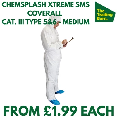 CHEMSPLASH Disposable Coveralls White Hood Suit Painters Protective Overalls Suit - Medium