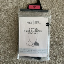 RRP  10 M S Size LARGE LEFT 2 Pack Post Surgery Mastectomy Pocket BLACK L
