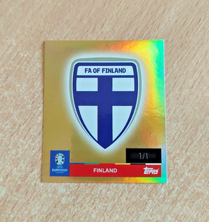 Topps Euro 2024 Sticker Coat of Arms FIN 1 Gold 1/1 Parallel Em 2024 RARE