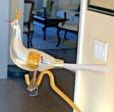 Vintage Christmas Blown Mercury Glass Swan Clip On Ornament Germany Czech