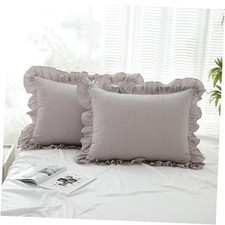 Gingham Bedding Set - 2 Standard Size 26" x 20" Pack of 2 Taupe/White Plaid