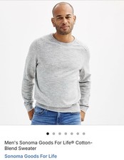 New Men  s Gray Sonoma The Supersoft Crew Neck Sweater Size XL