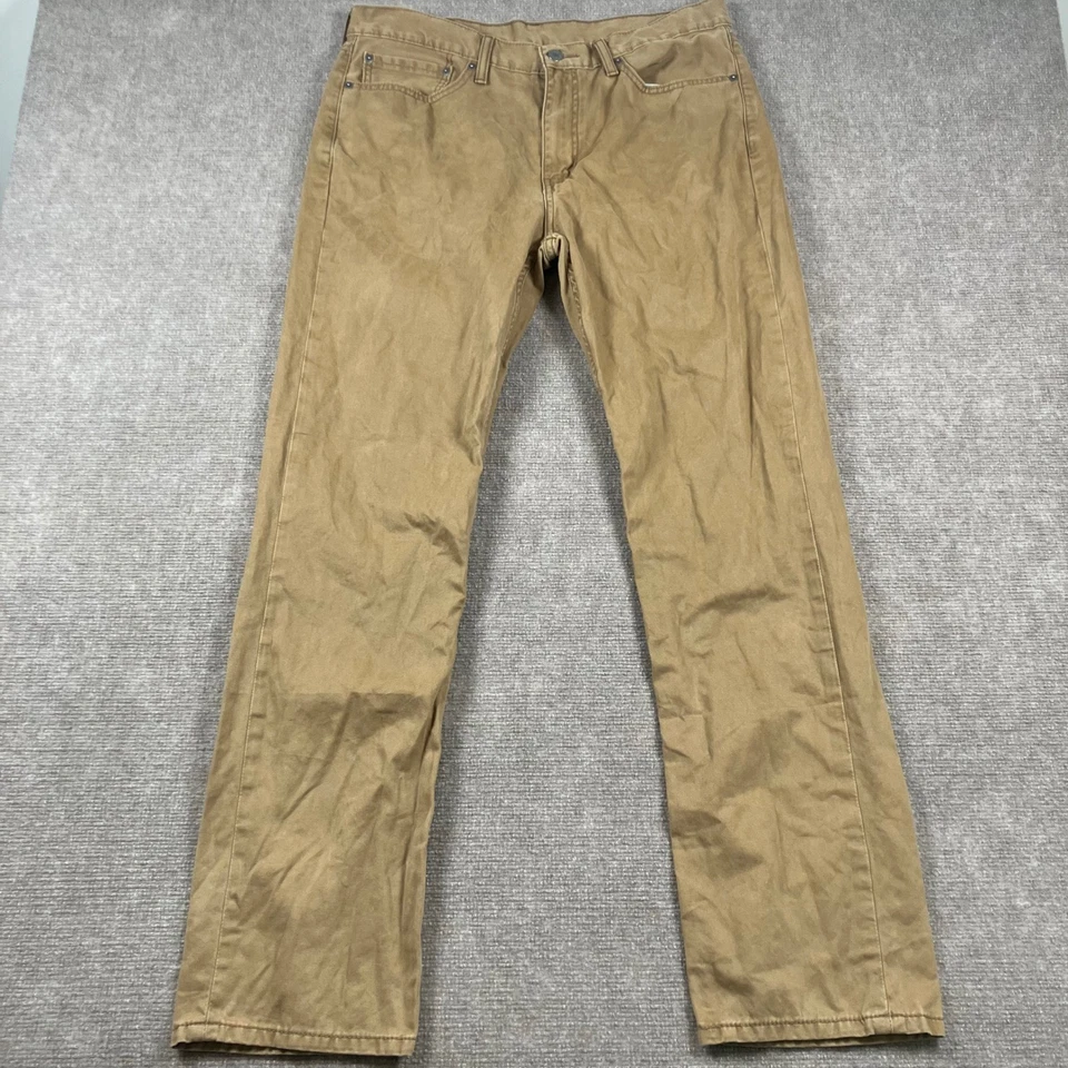 Pantalones de mezclilla Levi's 514 para hombre 36x34 (ajuste 36x32) pierna recta caqui marrón informal Foto 2 de 4