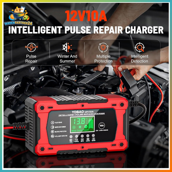 BatterieladegeräT 10A 12V Mit LCD Display Intelligentes LadegeräT FüR Auto-image