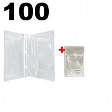 100 STANDARD Clear Triple 3 Disc DVD Cases & 100 OPP Bags