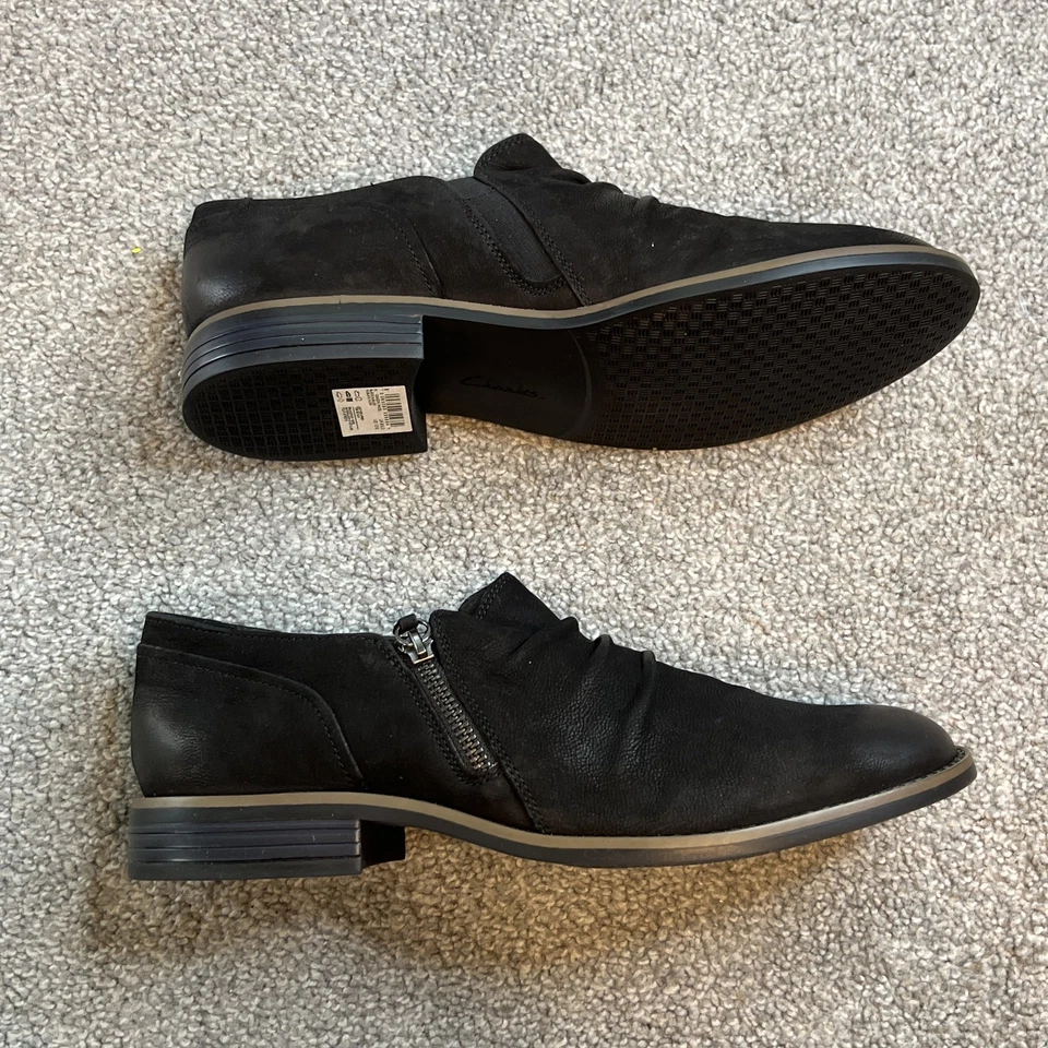 Clarks Collection Shoes Womens Size 12 Ruched Leather Zip Comfort Sole 26174154 - Image 4 of 4