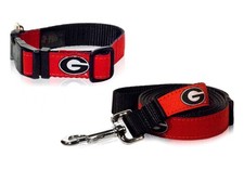 Georgia Bulldogs Dog Collar  Leash Combo -Made in U.S.A- 3 Sizes - NCAA Lic Pet