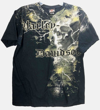 Harley Davidson T-shirt Mens XL Las Vegas Nevada Black Lightning Storm Skull