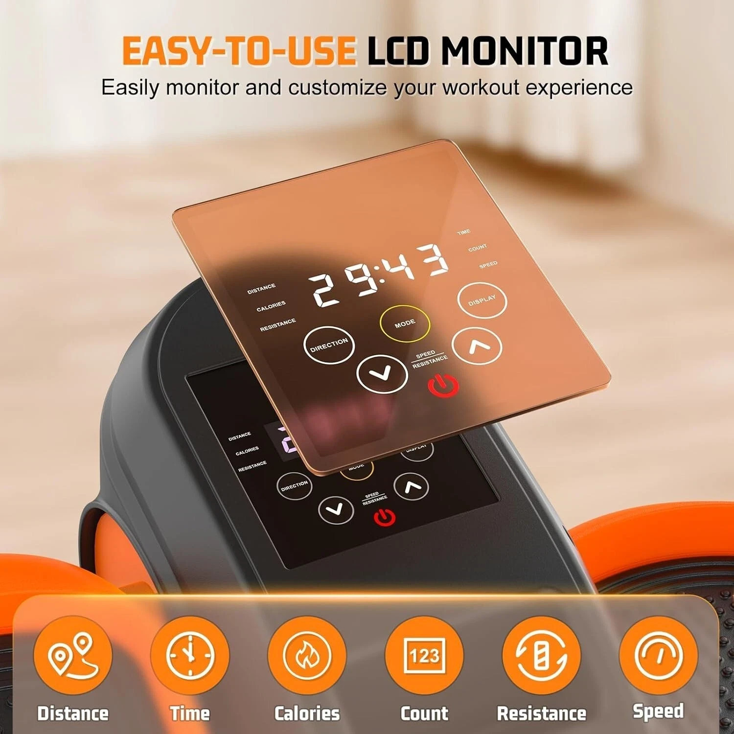 Electric Elliptical Machine, Under Desk Leg Exerciser Fully Assembled w/ 3 Modes