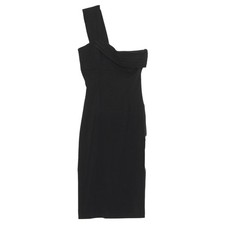 Vintage One Shoulder Little Black Dress Y2K Asymmetrical Minimalist Sexy XXS