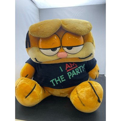 Vintage Jumbo Huge Garfield Plush w/ Shirt I Am The Party 80s