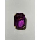 Vintage Miriam Haskell Gold Tone Emerald Cut Purple Rhinestone Pendant