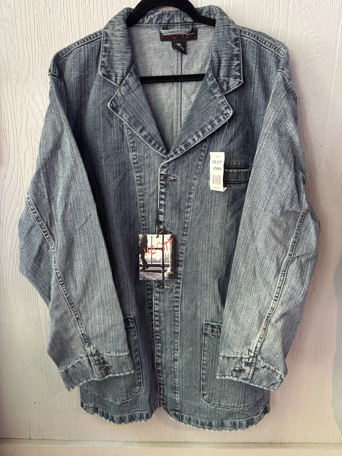 Deadstock Ice City Denim Chore Coat Jacket Y2K Streetwear Workwear 3xl
